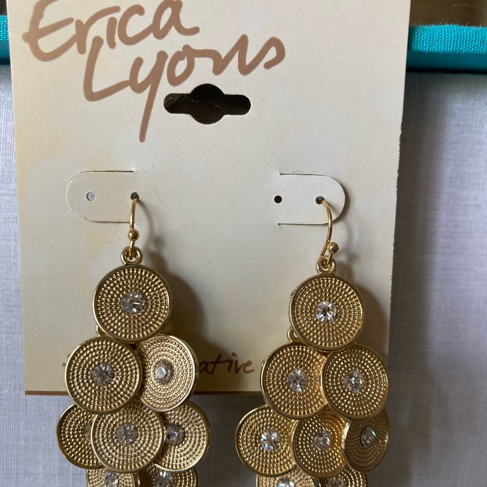 Erica Lyons gold tone chandelier earrings